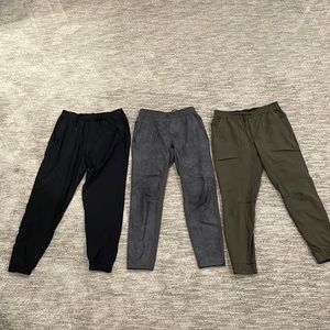 3 pairs of lululemon Mens sweatpants, 2 size large, 1 size small
